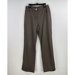 St. John Chino Pants Womens Size 4 Brown Twill Straight Leg High Rise Flat Front